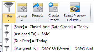 reporting task filters and layout