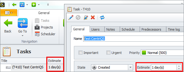 task estimation estimate field column